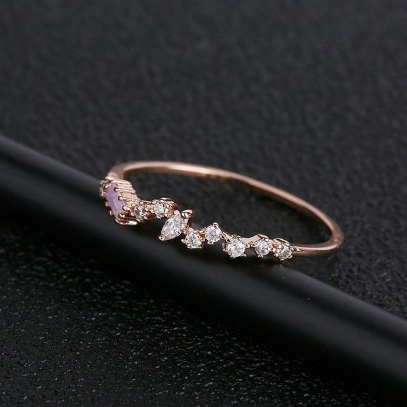 NEW Diamond Geometric Rose Gold Ring - Picture 5 of 7
